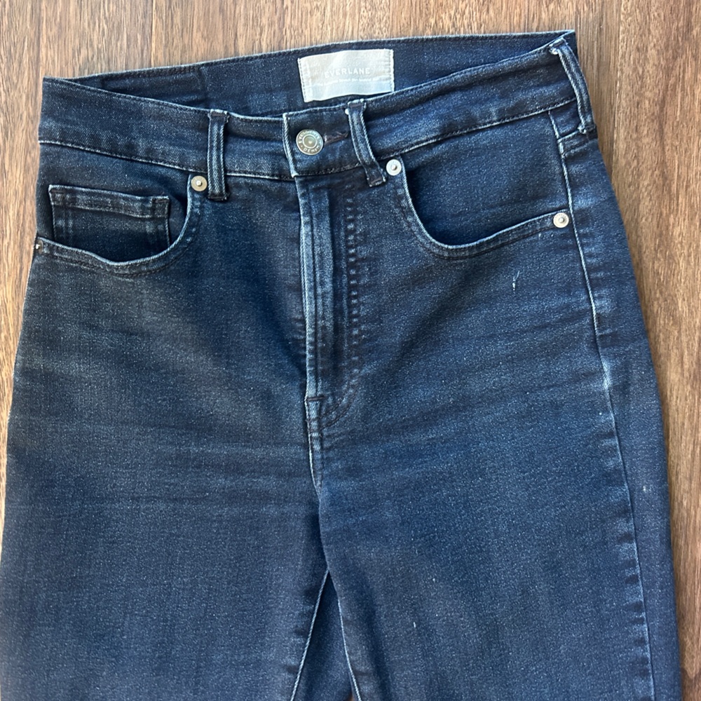 EVERLANE The Authentic Stretch Slim Bootcut Jean Dark Wash Casual Denim Size 26 - Picture 6 of 14
